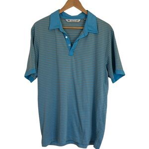 Travis Mathew Mens‎ Polo Golf Short Sleeve Shirt L Blue Grey 3 Button